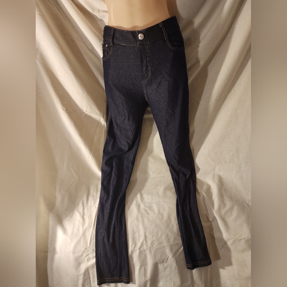 YELET WOMEN'S STRETCHY BLUE JEANS LOOK PANTS AIZE MED.